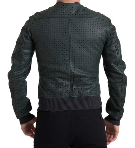 Dolce &amp; Gabbana Bomber in pelle di capra verde smeraldo