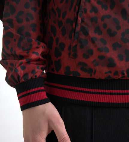 Dolce & Gabbana Red Leopard Print Bomber Jacket