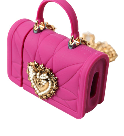 Dolce & Gabbana Chic Quilted Silicone Airpods Case - Pink & Gold