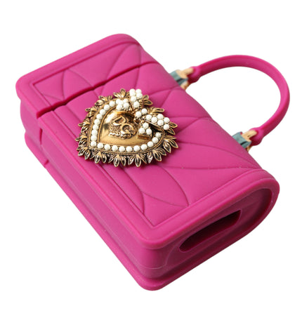 Dolce & Gabbana Chic Quilted Silicone Airpods Case - Pink & Gold