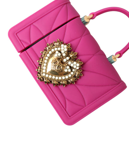 Dolce & Gabbana Chic Quilted Silicone Airpods Case - Pink & Gold