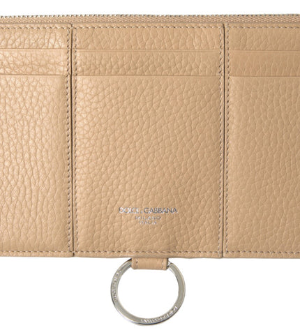 Dolce & Gabbana Elegant Beige Leather Wallet with Detachable Strap