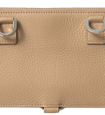 Dolce & Gabbana Elegant Beige Leather Wallet with Detachable Strap