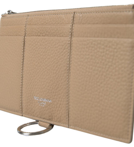 Dolce & Gabbana Elegant Beige Leather Wallet with Detachable Strap