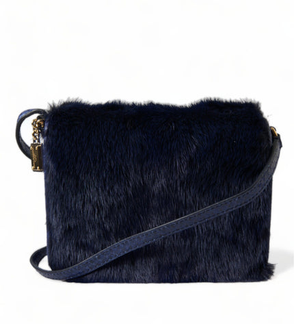 Dolce & Gabbana Exquisite Blue Mink Fur Shoulder Bag