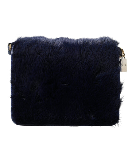 Dolce & Gabbana Exquisite Blue Mink Fur Shoulder Bag