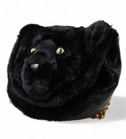 Dolce & Gabbana Exquisite Croc-Embossed Panther Shoulder Bag