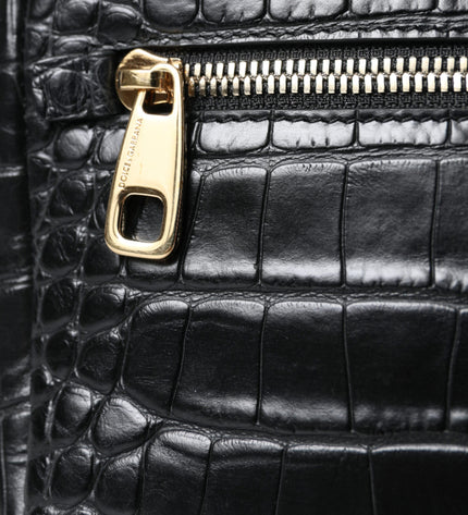 Dolce & Gabbana Exquisite Croc-Embossed Panther Shoulder Bag