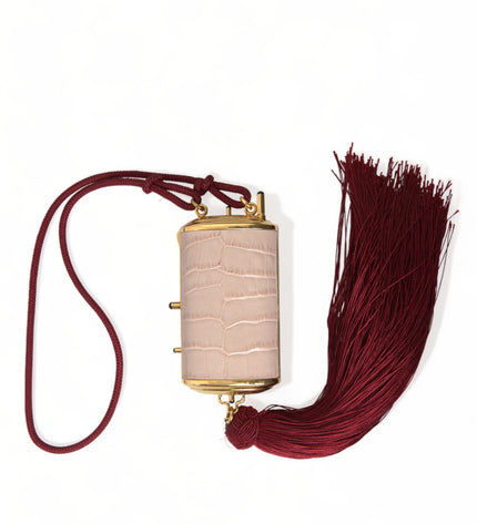 Dolce & Gabbana Exotic Pink Leather Mini Mirror Bag with Tassel