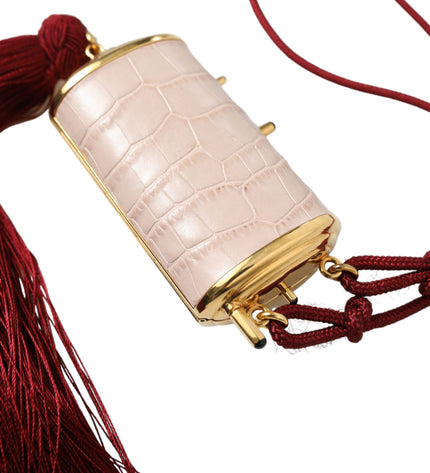 Dolce & Gabbana Exotic Pink Leather Mini Mirror Bag with Tassel