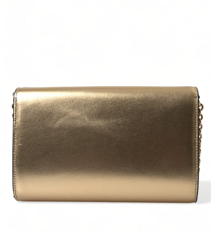 Dolce & Gabbana Elegant Metallic Gold Leather Crossbody Purse