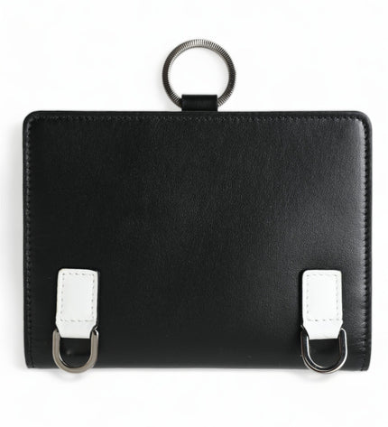 Dolce & Gabbana Elegant Black Leather Crystal Card Holder Wallet