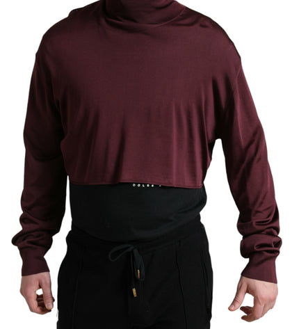 Dolce & Gabbana Maroon Turtleneck Viscose Sweater