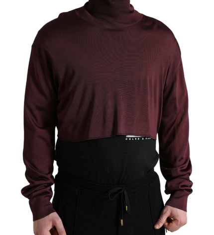 Dolce & Gabbana Maroon Turtleneck Viscose Sweater