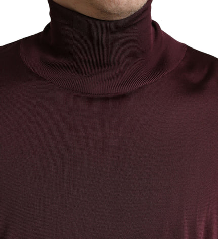 Dolce & Gabbana Maroon Turtleneck Viscose Sweater