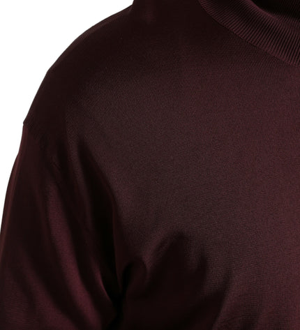 Dolce & Gabbana Maroon Turtleneck Viscose Sweater