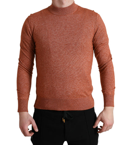 Dolce & Gabbana Silk-Cashmere Orange Crew Neck Sweater