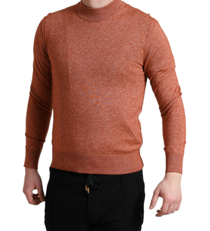 Dolce & Gabbana Silk-Cashmere Orange Crew Neck Sweater