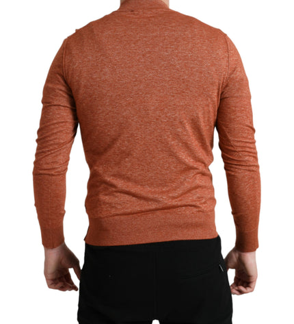 Dolce & Gabbana Silk-Cashmere Orange Crew Neck Sweater