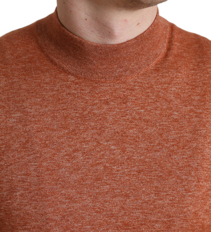 Dolce & Gabbana Silk-Cashmere Orange Crew Neck Sweater