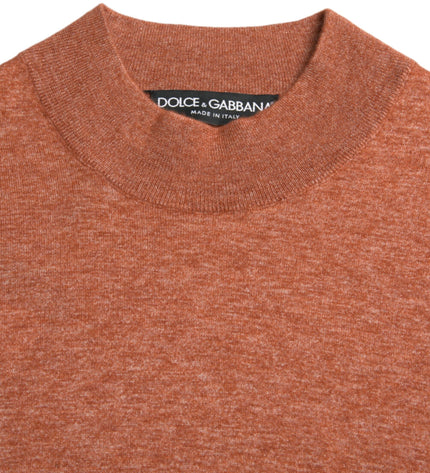 Dolce &amp; Gabbana Maglione Girocollo Arancione in Seta-Cashmere