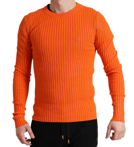 Dolce &amp; Gabbana Elegante maglione pullover lavorato a maglia arancione tramonto