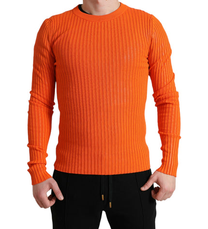 Dolce &amp; Gabbana Elegante maglione pullover lavorato a maglia arancione tramonto