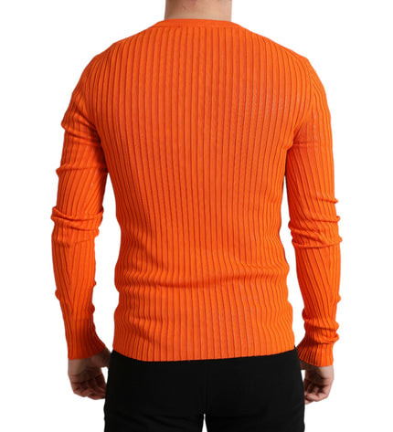 Dolce &amp; Gabbana Elegante maglione pullover lavorato a maglia arancione tramonto