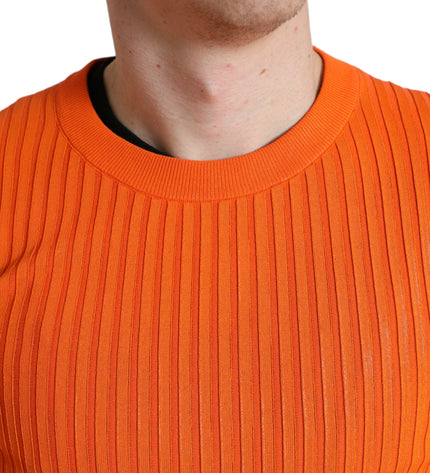 Dolce &amp; Gabbana Elegante maglione pullover lavorato a maglia arancione tramonto