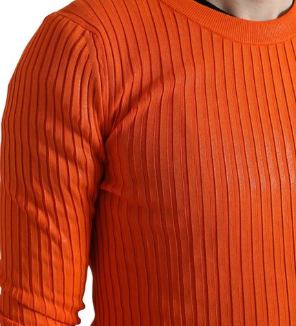 Dolce &amp; Gabbana Elegante maglione pullover lavorato a maglia arancione tramonto