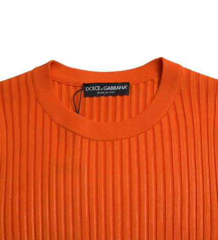 Dolce &amp; Gabbana Elegante maglione pullover lavorato a maglia arancione tramonto