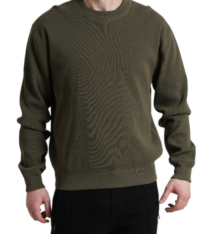 Dolce &amp; Gabbana Elegante Maglione Girocollo In Cotone Verde