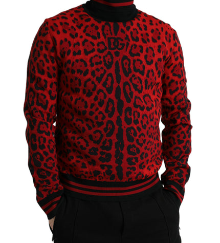 Dolce &amp; Gabbana Elegante Maglione Dolcevita Leopardato