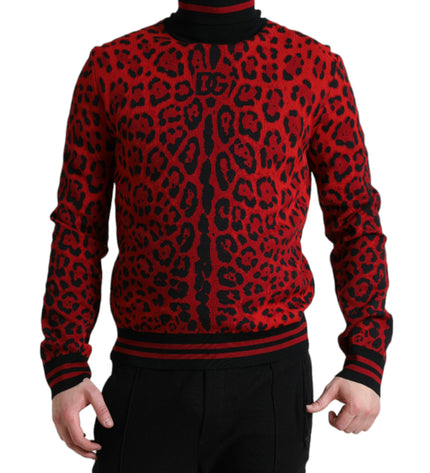 Dolce &amp; Gabbana Elegante Maglione Dolcevita Leopardato