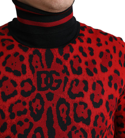 Dolce &amp; Gabbana Elegante Maglione Dolcevita Leopardato