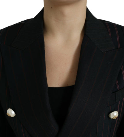 Dolce & Gabbana Elegant Striped Double Breasted Wool Blazer