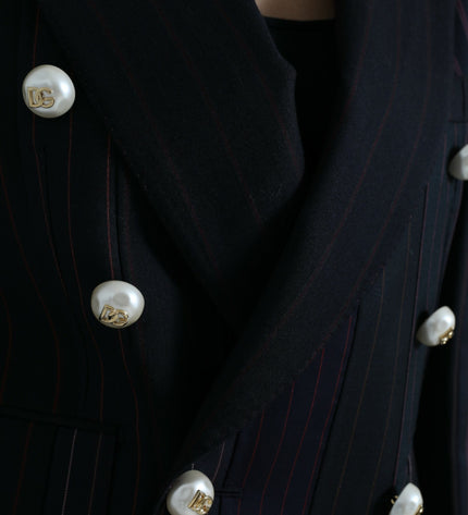 Dolce & Gabbana Elegant Striped Double Breasted Wool Blazer