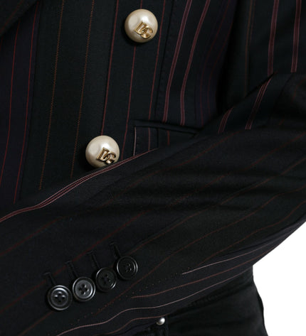 Dolce & Gabbana Elegant Striped Double Breasted Wool Blazer