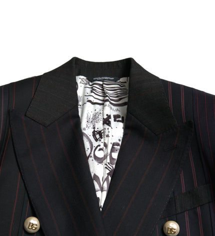 Dolce & Gabbana Elegant Striped Double Breasted Wool Blazer