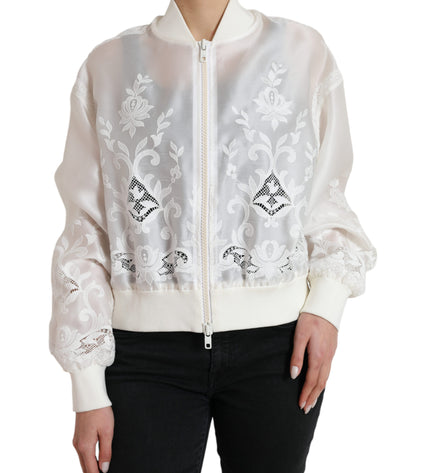 Dolce &amp; Gabbana Elegante bomber in seta bianca