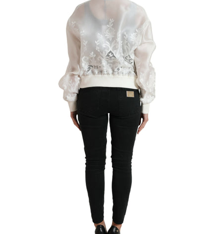 Dolce &amp; Gabbana Elegante bomber in seta bianca