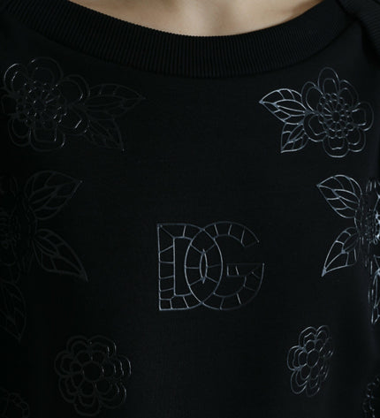 Dolce & Gabbana Elegant Black Floral Applique Sweater