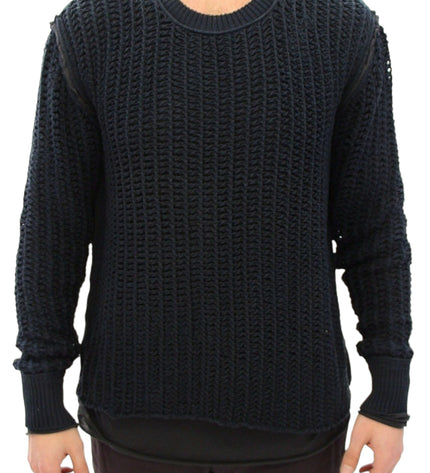 Dolce & Gabbana Elegant Blue and Black Layered Sweater