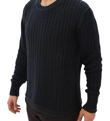 Dolce & Gabbana Elegant Blue and Black Layered Sweater