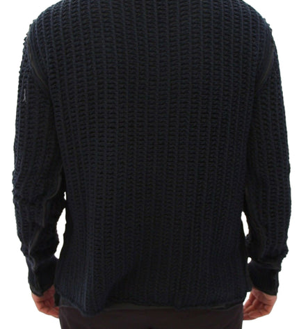 Dolce & Gabbana Elegant Blue and Black Layered Sweater