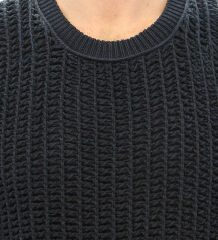 Dolce & Gabbana Elegant Blue and Black Layered Sweater