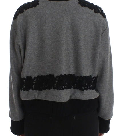 Dolce & Gabbana Elegant Gray Cashmere Blend Lace Sweater