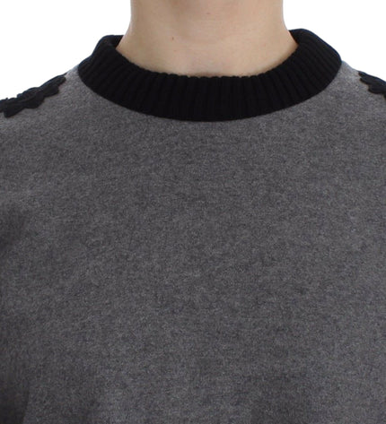 Dolce & Gabbana Elegant Gray Cashmere Blend Lace Sweater