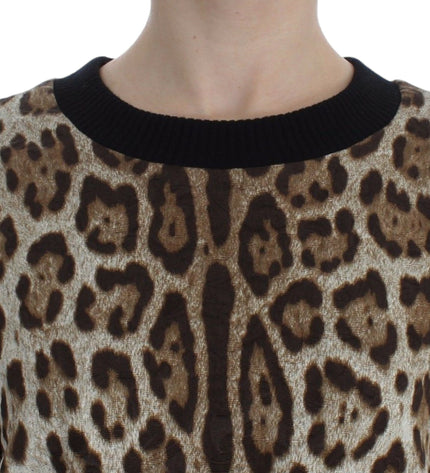 Dolce & Gabbana Elegant Leopard Print Short Sweater Top