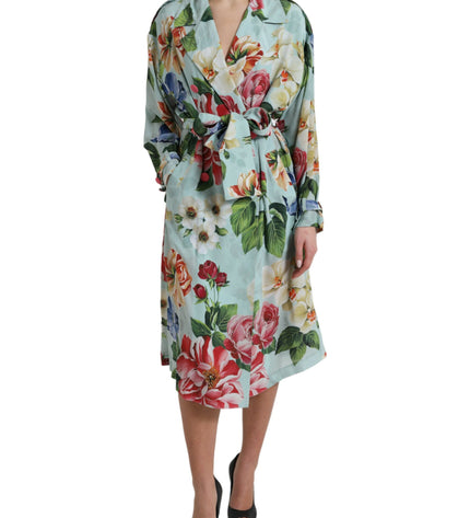 Dolce &amp; Gabbana Trench elegante in seta floreale